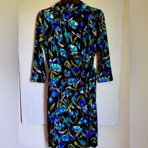 Black Floral Wrap Dress